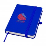 Libreta de tapa dura con cubierta de tacto suave A6 hojas a rayas color azul real vista impresión tampografía