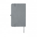 Libreta de tapa dura con cubierta de tacto suave A6 hojas a rayas color gris segunda vista trasera