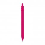 Bolígrafo de plástico reciclado con bola y clip tinta negra color fucsia segunda vista trasera