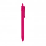 Bolígrafo de plástico reciclado con bola y clip tinta negra color fucsia segunda vista lateral