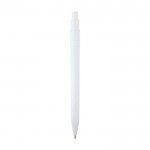 Bolígrafo de plástico reciclado sofisticado tinta negra color blanco segunda vista trasera
