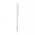 Bolígrafo de plástico reciclado sofisticado tinta negra color blanco segunda vista lateral