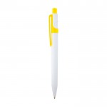 Bolígrafo de plástico reciclado sofisticado tinta negra color amarillo vista lateral