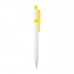 Bolígrafo de plástico reciclado sofisticado tinta negra color amarillo segunda vista lateral