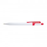 Bolígrafo de plástico reciclado sofisticado tinta negra color rojo segunda vista frontal
