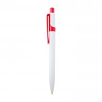 Bolígrafo de plástico reciclado sofisticado tinta negra color rojo vista lateral