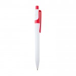 Bolígrafo de plástico reciclado sofisticado tinta negra color rojo segunda vista lateral