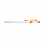 Bolígrafo de plástico reciclado sofisticado tinta negra color naranja segunda vista frontal