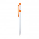 Bolígrafo de plástico reciclado sofisticado tinta negra color naranja vista lateral