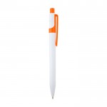 Bolígrafo de plástico reciclado sofisticado tinta negra color naranja segunda vista lateral