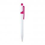 Bolígrafo de plástico reciclado sofisticado tinta negra color fucsia segunda vista lateral