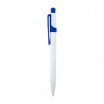 Bolígrafo de plástico reciclado sofisticado tinta negra color azul real vista lateral
