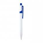 Bolígrafo de plástico reciclado sofisticado tinta negra color azul real segunda vista lateral