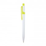 Bolígrafo de plástico reciclado sofisticado tinta negra color verde lima vista lateral