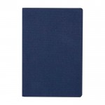 Portafolio de plástico reciclado redondeado A5 hojas a rayas color azul marino tercera vista frontal