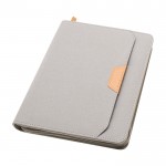 Portafolio de plástico reciclado redondeado A5 hojas a rayas color gris