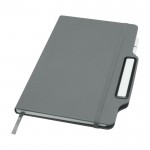 Libreta con orificio para móvil con tapa dura A5 hojas a rayas color gris