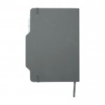 Libreta con orificio para móvil con tapa dura A5 hojas a rayas color gris segunda vista trasera