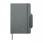 Libreta con orificio para móvil con tapa dura A5 hojas a rayas color gris cuarta vista