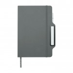 Libreta con orificio para móvil con tapa dura A5 hojas a rayas color gris segunda vista frontal