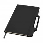 Libreta con orificio para móvil con tapa dura A5 hojas a rayas color negro