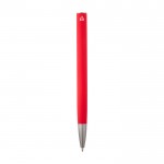 Bolígrafo de aluminio reciclado con clip plateado tinta azul color rojo segunda vista trasera