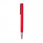 Bolígrafo de aluminio reciclado con clip plateado tinta azul color rojo vista lateral