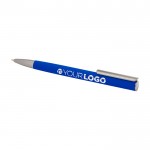 Bolígrafo de aluminio reciclado con clip plateado tinta azul color azul tercera vista