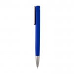 Bolígrafo de aluminio reciclado con clip plateado tinta azul color azul vista lateral