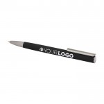 Bolígrafo de aluminio reciclado con clip plateado tinta azul color negro tercera vista