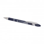 Bolígrafo de aluminio reciclado con puntero táctil tinta azul color azul marino cuarta vista