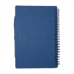 Libreta de tapa dura reutilizable con bolígrafo tinta negra color azul marino segunda vista trasera