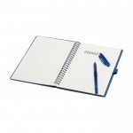 Libreta de tapa dura reutilizable con bolígrafo tinta negra color azul marino cuarta vista