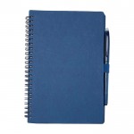 Libreta de tapa dura reutilizable con bolígrafo tinta negra color azul marino segunda vista frontal