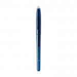 Libreta de tapa dura reutilizable con bolígrafo tinta negra color azul marino tercera vista frontal
