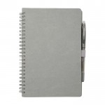 Libreta de tapa dura reutilizable con bolígrafo tinta negra color gris segunda vista frontal