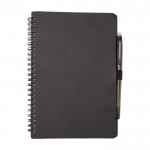 Libreta de tapa dura reutilizable con bolígrafo tinta negra color negro segunda vista frontal