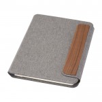 Portafolio ecológico con cierre de madera de nogal A5 hojas a rayas color gris