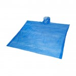 Poncho desechable de plástico reciclado con capucha talla única color azul real
