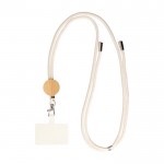 Lanyard y portaacreditaciones de cuerda de algodón y detalle en bambú color caqui cuarta vista