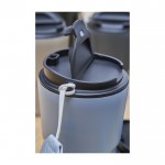 Vaso térmico impreso de acero inoxidable con correa a juego 320ml color azul claro tercera vista