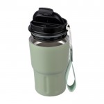 Vaso térmico impreso de acero inoxidable con correa a juego 320ml color verde claro segunda vista
