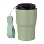 Vaso térmico impreso de acero inoxidable con correa a juego 320ml color verde claro sexta vista