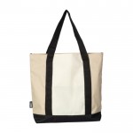 Bolsa de RPET con cremallera en parte superior y bolsillo delante color beige segunda vista