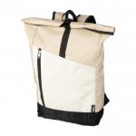 Mochila enrollable de RPET con cremallera en la parte frontal color beige segunda vista