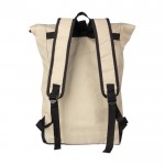 Mochila enrollable de RPET con cremallera en la parte frontal color beige sexta vista