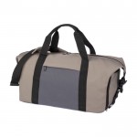 Bolsa de viaje tricolor con compartimiento lateral para zapatos color marrón grisáceo cuarta vista