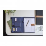 Portafolios de RPET con cierre metálico y cuero sintético A4 color azul tercera vista