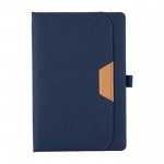 Libreta con encuadernado rígido de RPET y hojas a rayas A5 color azul cuarta vista