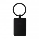 Llavero de bambú con borde y colgador de metal negro personalizable color negro cuarta vista